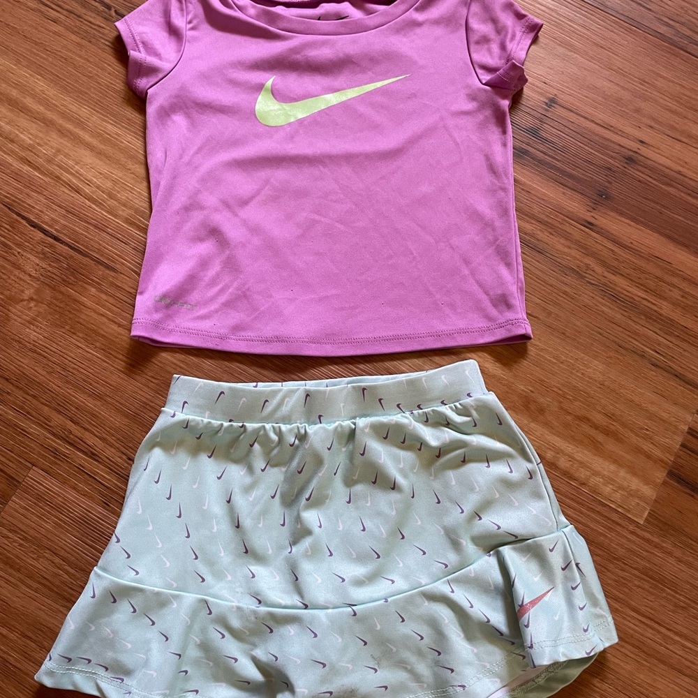 Nike Kids' Purple and Light Green Skort Set